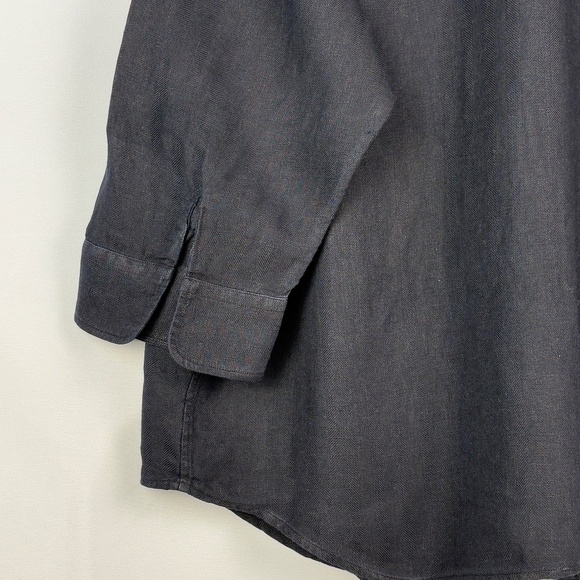 Lauren Ralph Lauren Women's ¾ Sleeve 100% Linen Button Shirt 1X Black Breathable - Picture 5 of 11